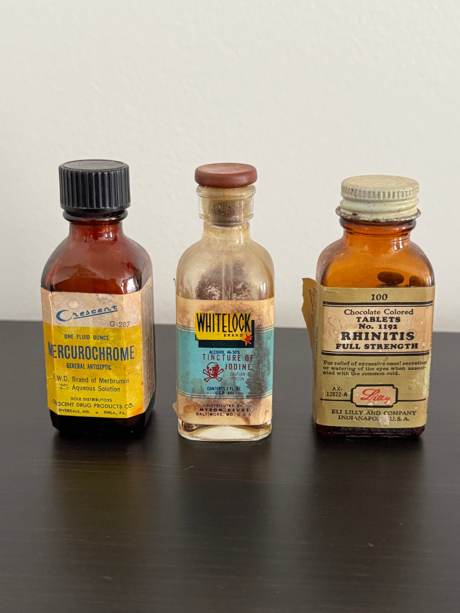 Lot of 3 vintage Mid- Century medical OTC bottles DISPLAY DECOR oddities
