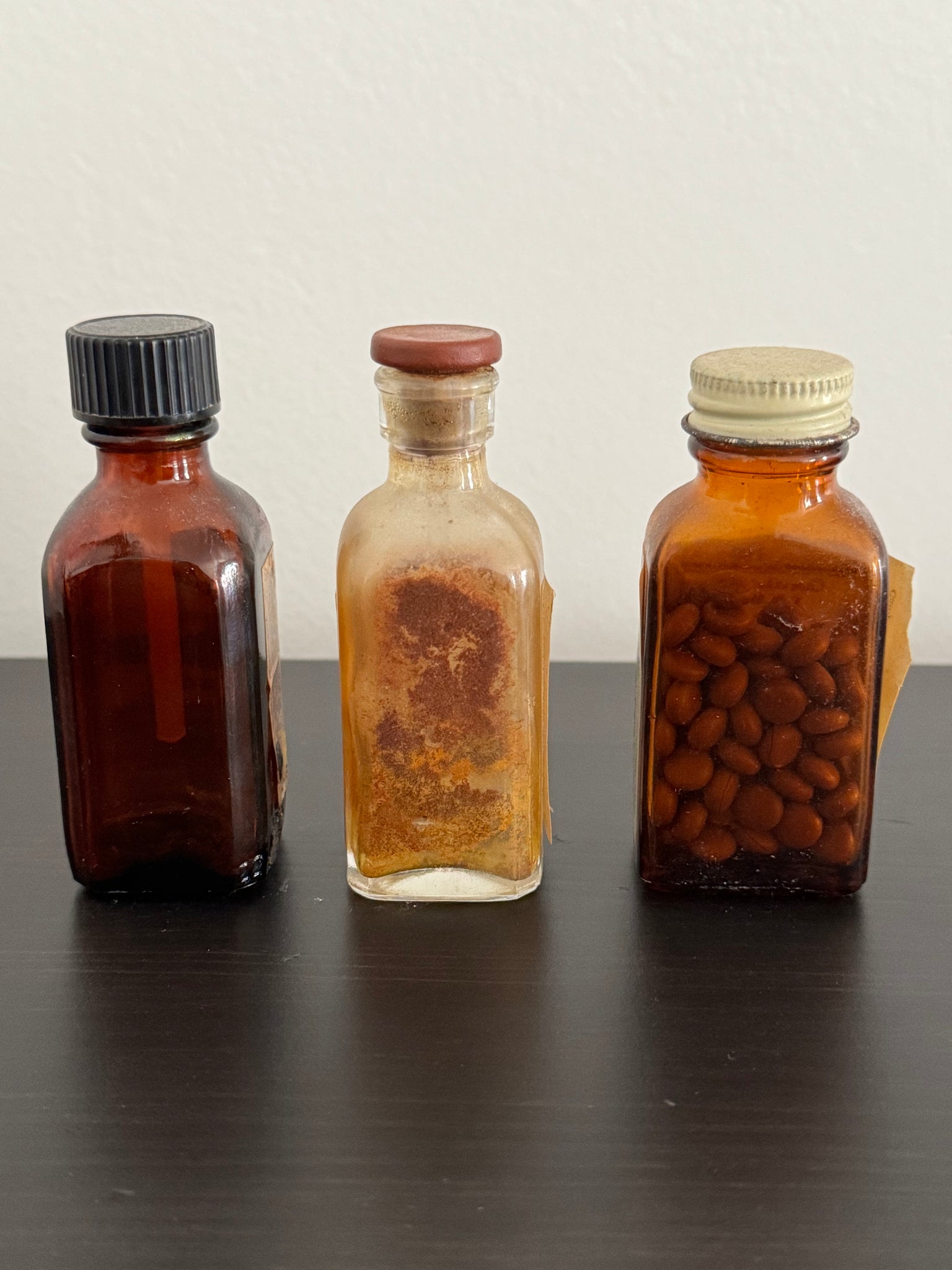Lot of 3 vintage Mid- Century medical OTC bottles DISPLAY DECOR oddities