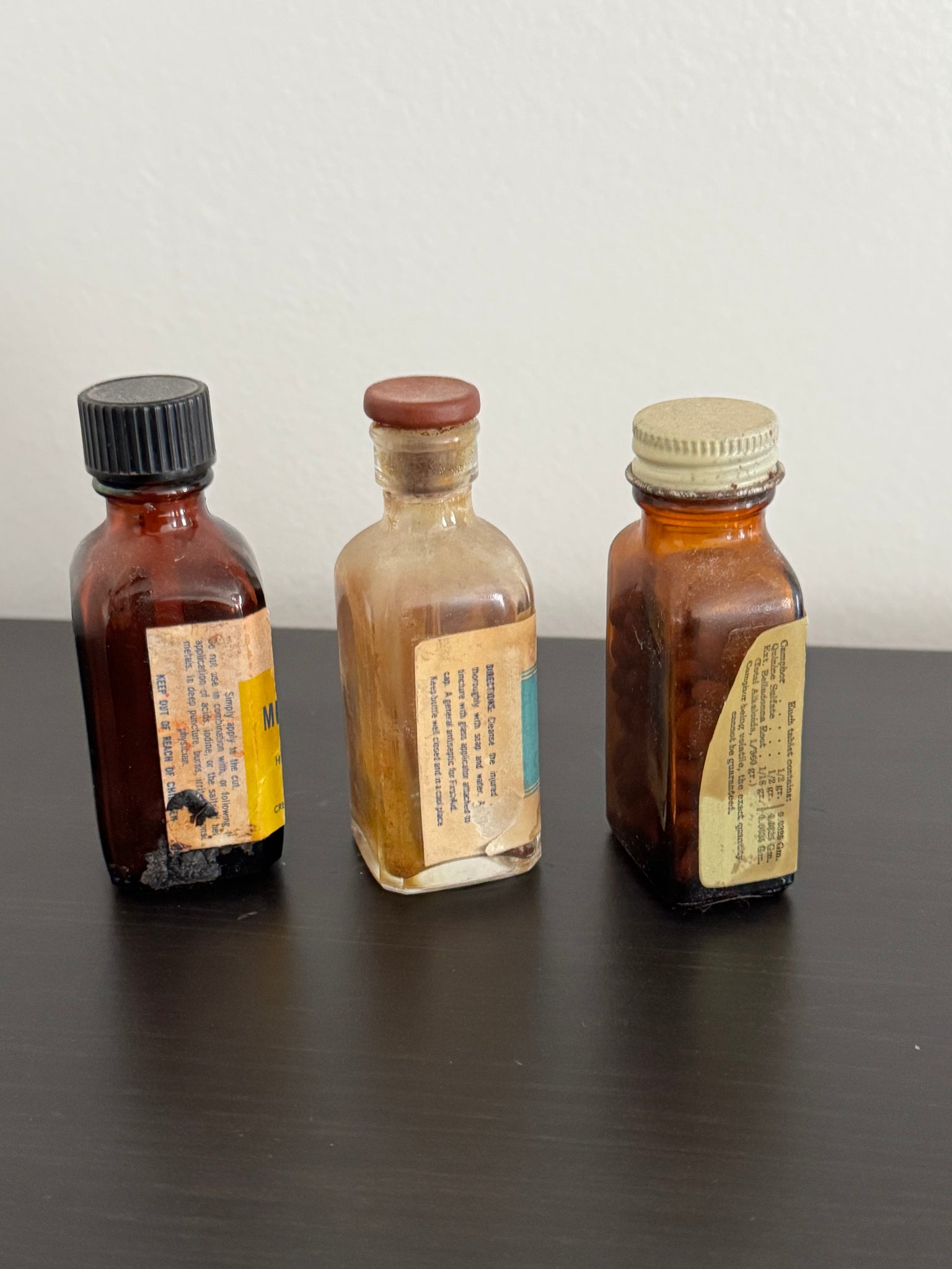 Lot of 3 vintage Mid- Century medical OTC bottles DISPLAY DECOR oddities