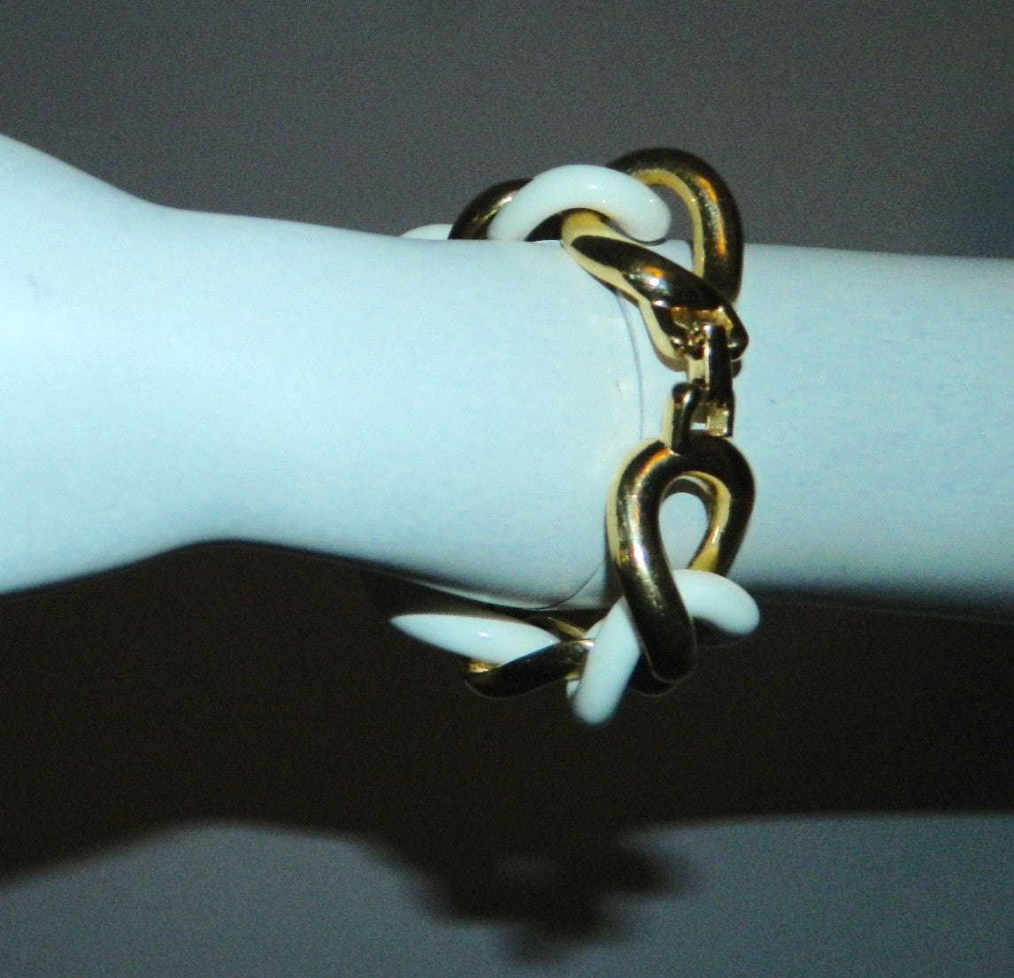 vintage GIVENCHY link bracelet / gold white statement designer jewelry