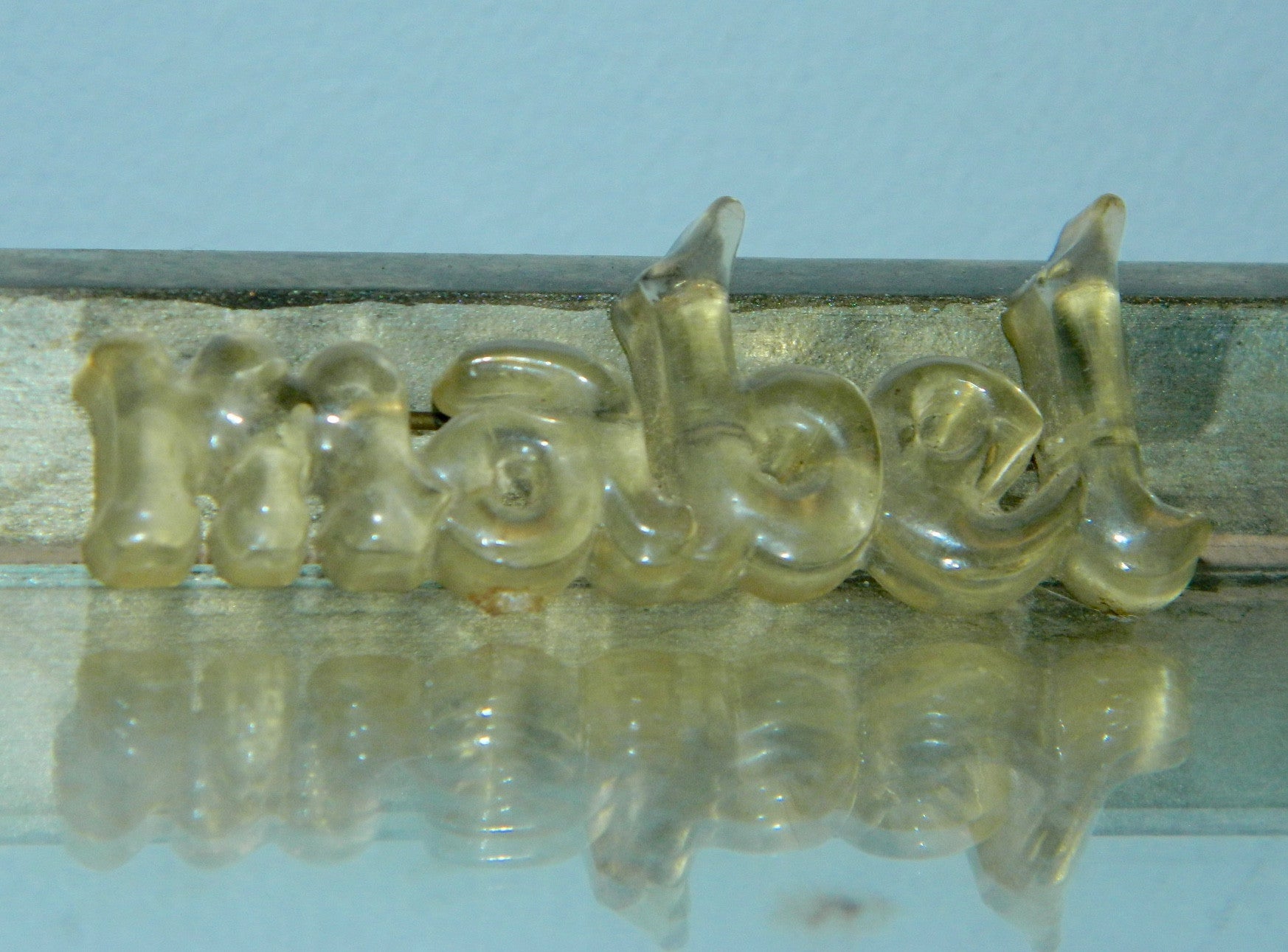 vintage 1940s lucite brooch Mabel name pin plastic lucite