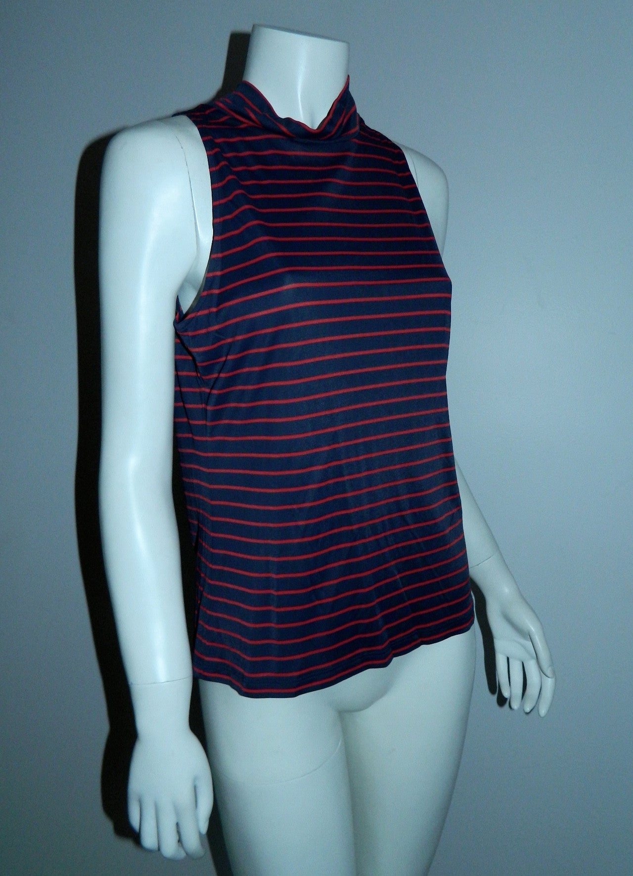 vintage sailor shirt Claude Montana navy blue striped jersey blouse top