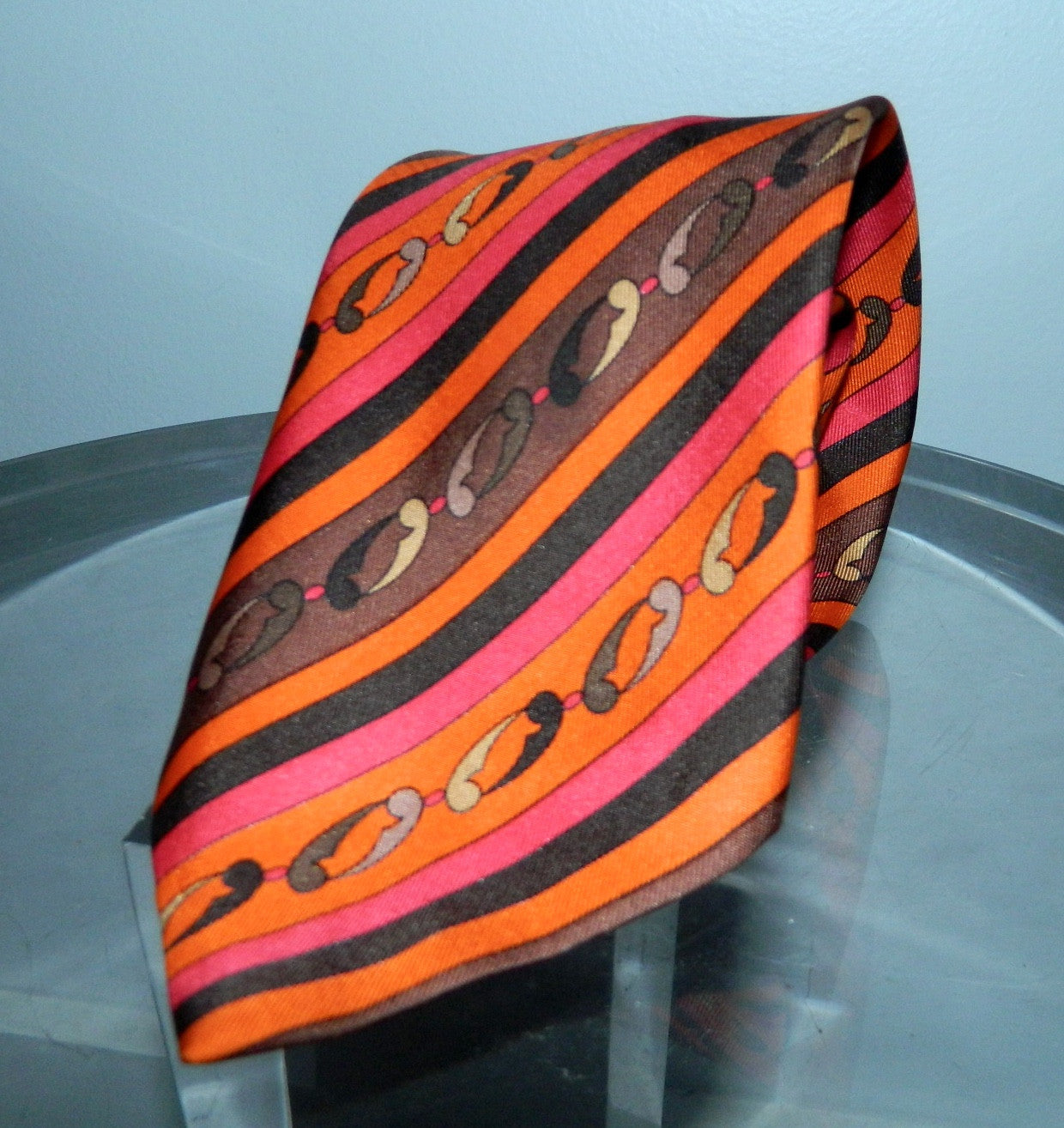 vintage PUCCI tie orange brown silk 1960s Emilio Pucci necktie
