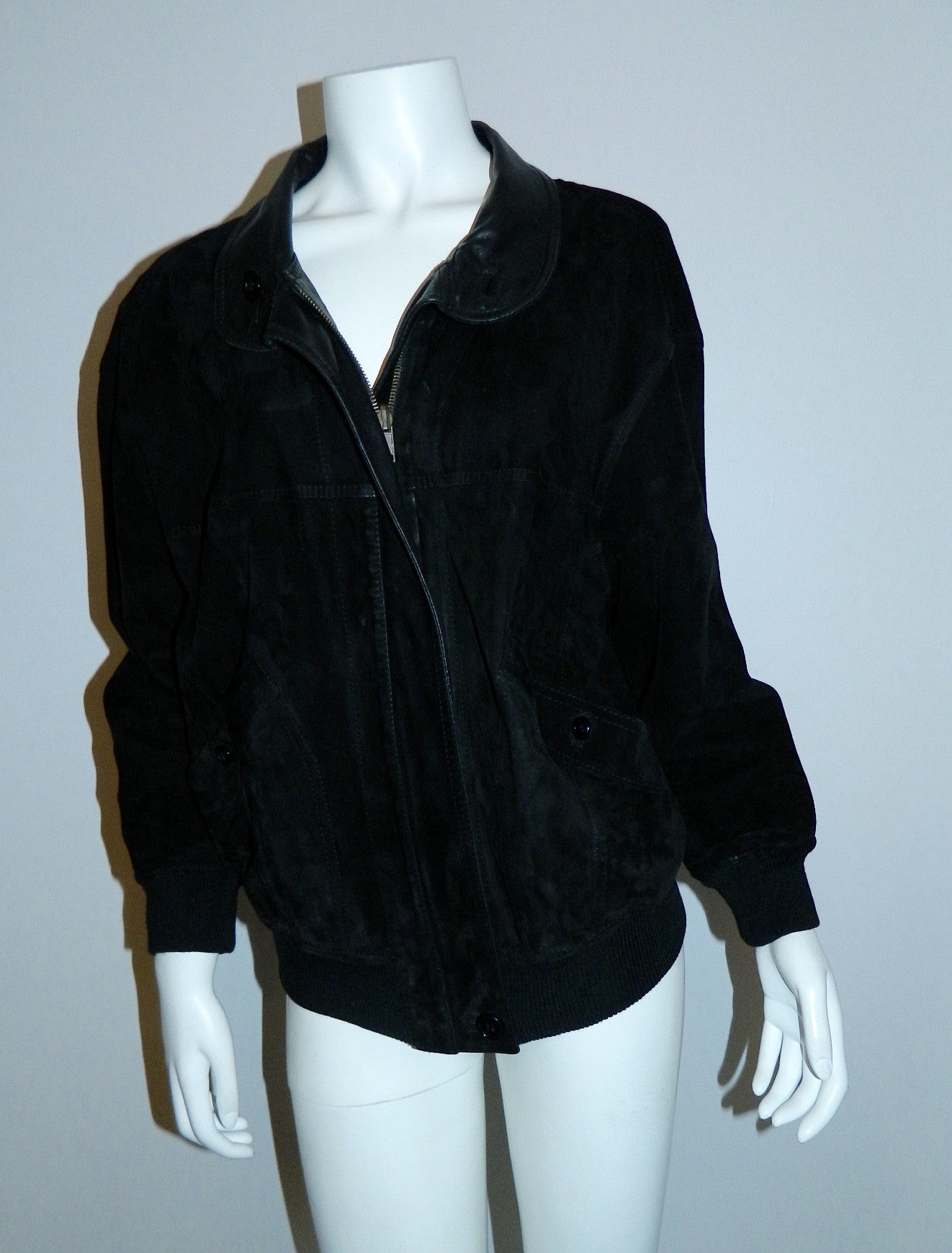 vintage black BALLY leather bomber jacket / lamb leather reversible nubuck suede EU 4