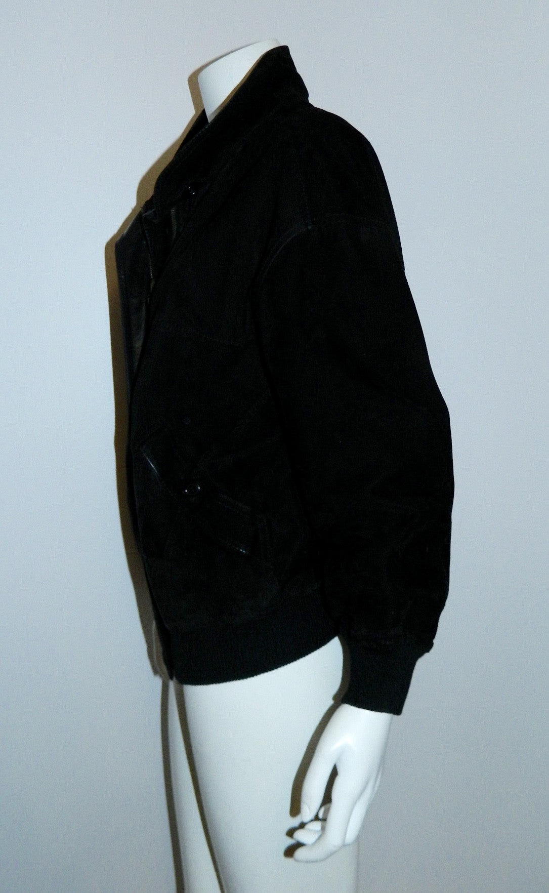 vintage black BALLY leather bomber jacket / lamb leather reversible nubuck suede EU 4