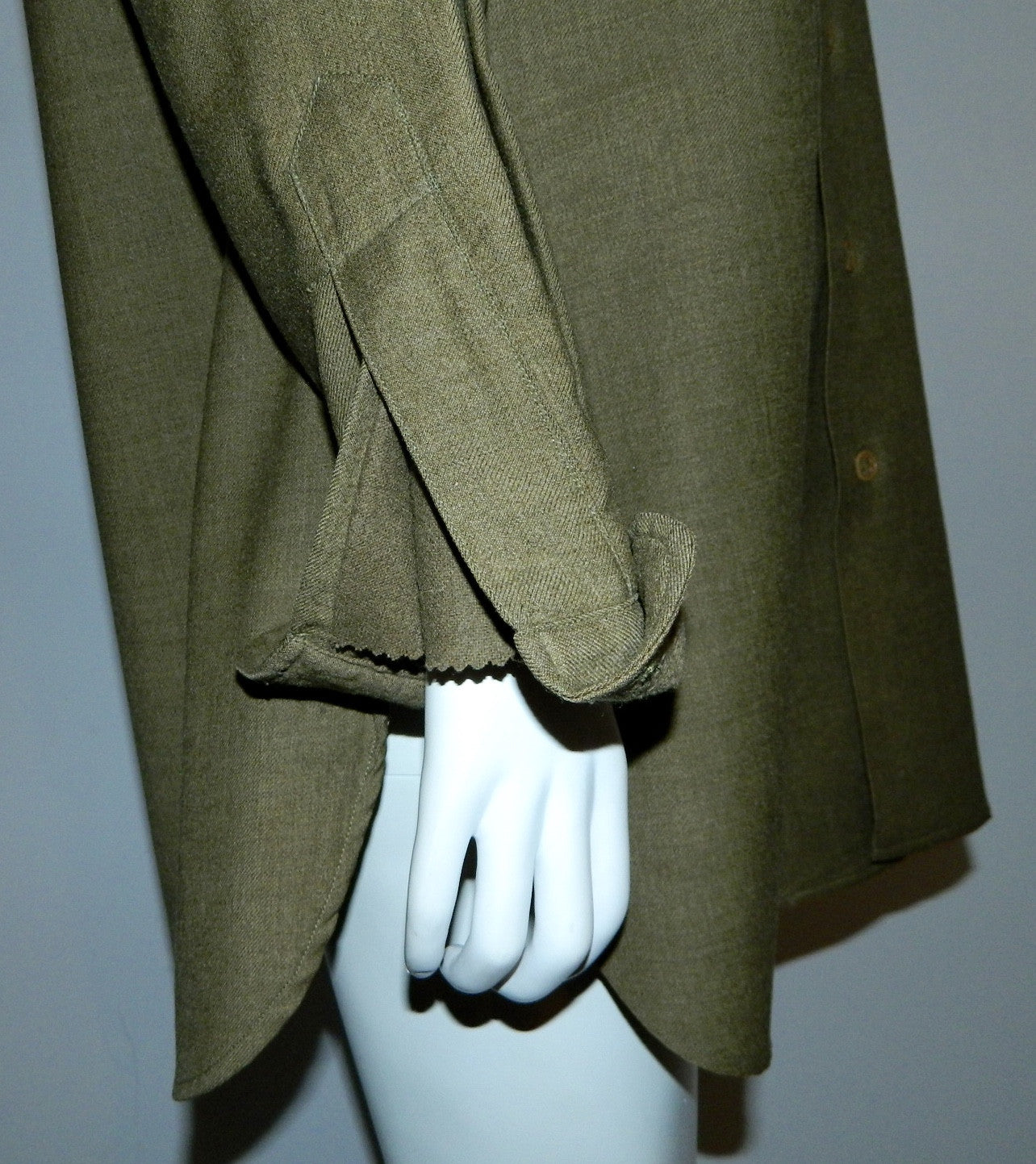vintage 1940s US Army Coat Style OD flannel shirt T/5 Western Pacific Unit