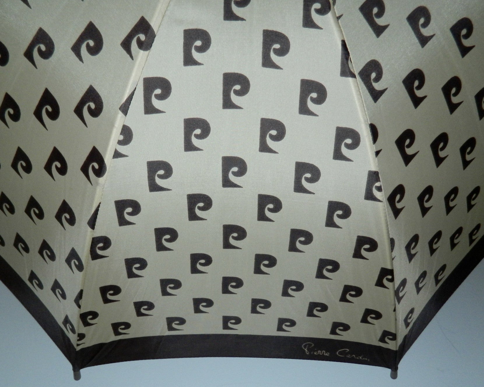 vintage 1970s Pierre Cardin monogram umbrella brown logo parasol
