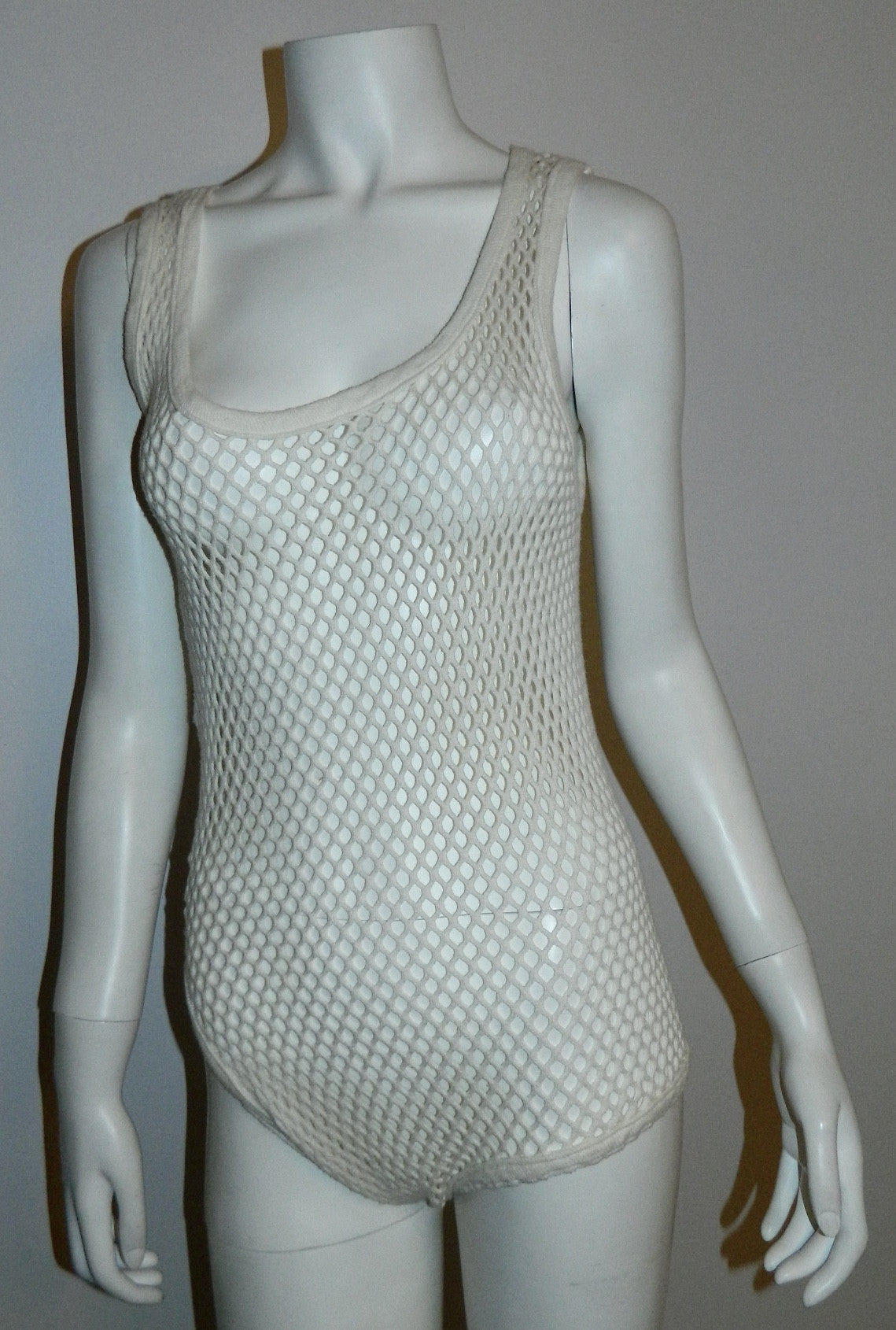 white mesh bodysuit vintage 1960s Clothes Hose openwork cotton tank top