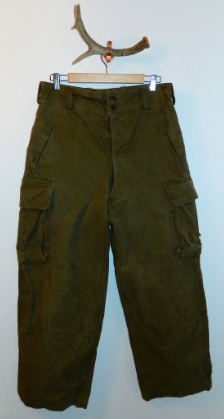 vintage 1950s canvas pants 50s French army cargo trousers 33