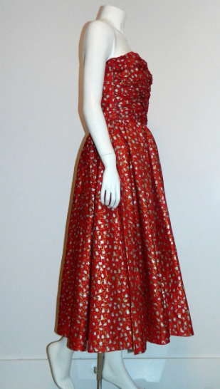 vintage 1950s Fred Perlberg strapless dress red ATOMIC party frock XS –  Retro Trend Vintage