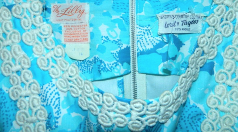 vintage Lilly Pulitzer sun dress aqua blue floral print shift M L