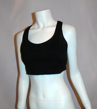vintage 1980s OMO Norma Kamali sports bra bikini black crop top L – Retro  Trend Vintage