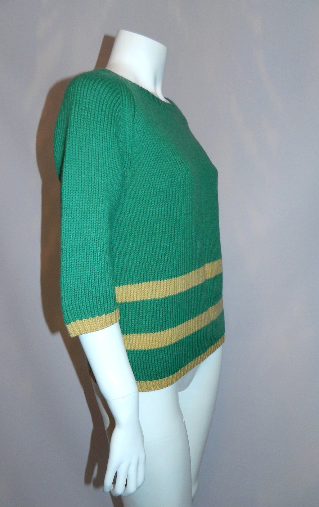 Green sweater with yellow stripe clearance