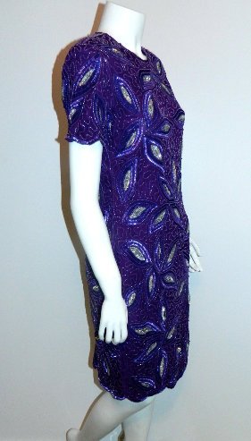 vintage beaded dress 1980s purple silk cocktail dress XS Retro Trend Vintage vintage beaded dress 1980s purple silk cocktail dress XS Retro Trend Vintage