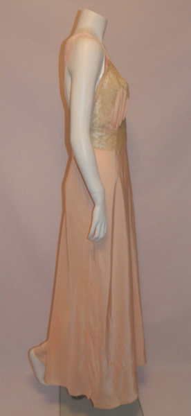 vintage 1940s Rhythm Lingerie long slip pink Deco bias cut rayon gown   Retro Trend Vintage