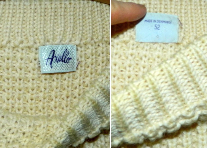 vintage FISHERMANS sweater 1970s Axello Denmark cream wool 52 / US M - L