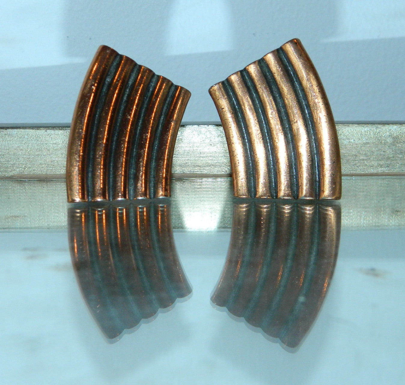 vintage Yves Saint Laurent earrings Abstract copper YSL