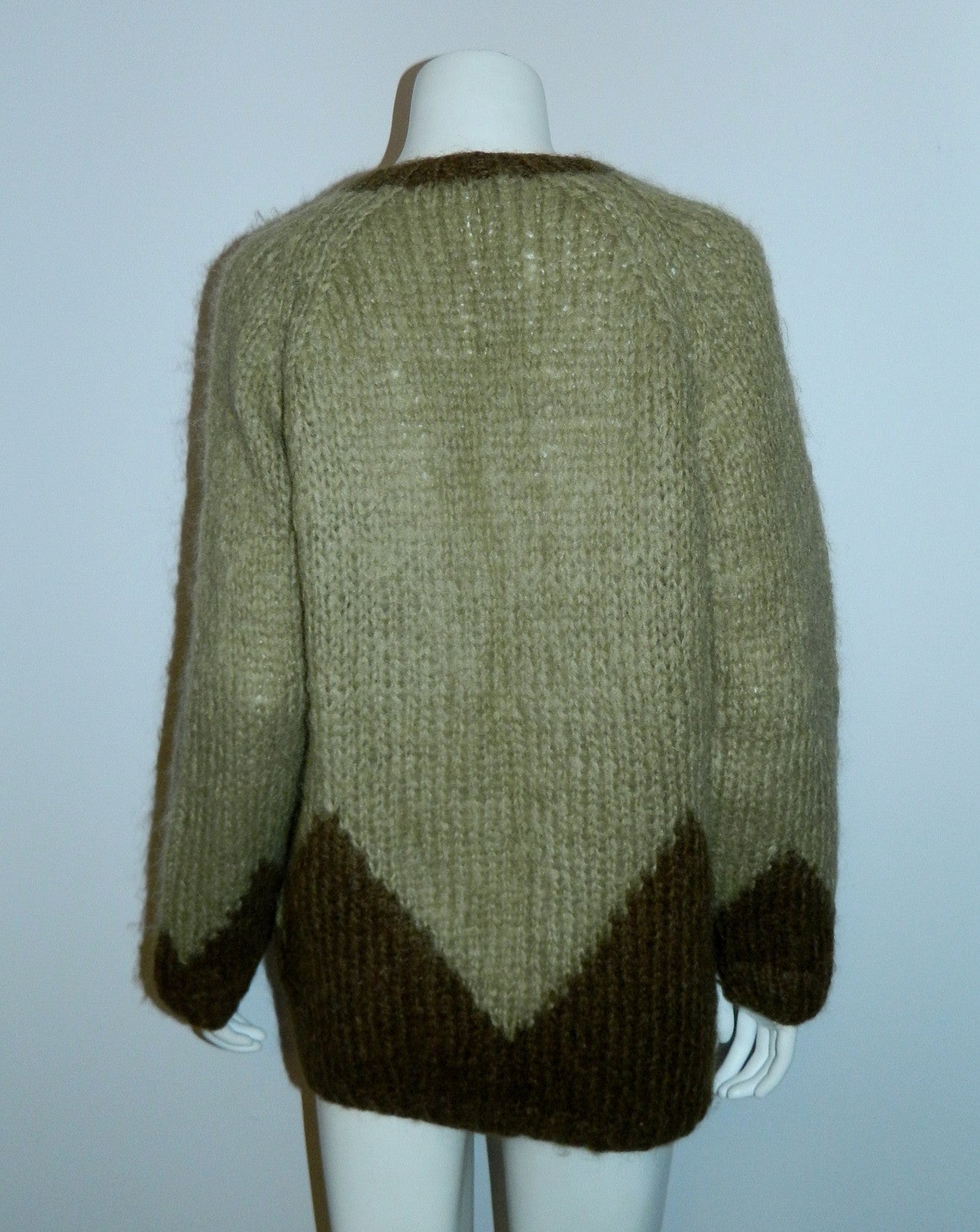 hand knit Italian mohair cardigan sweater 1960s green OS cozy chic