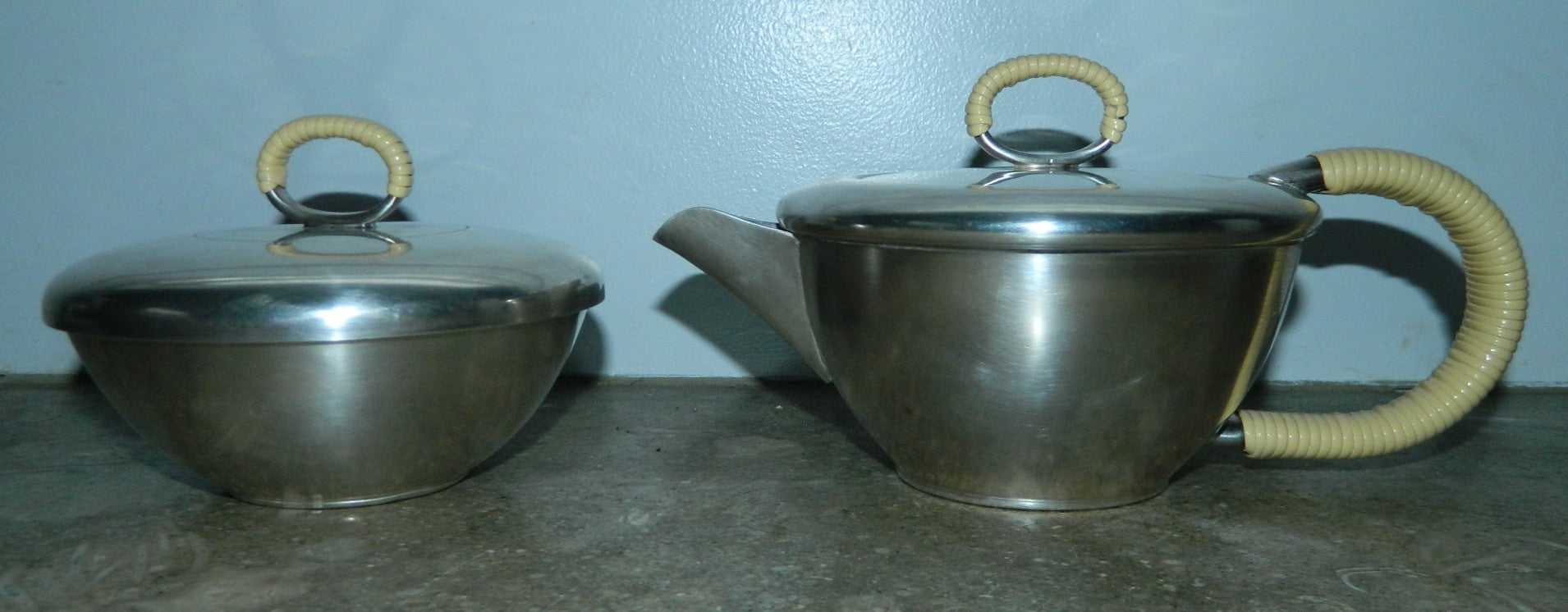 Argentine Moderne coffee set Chrome cream and sugar bowl