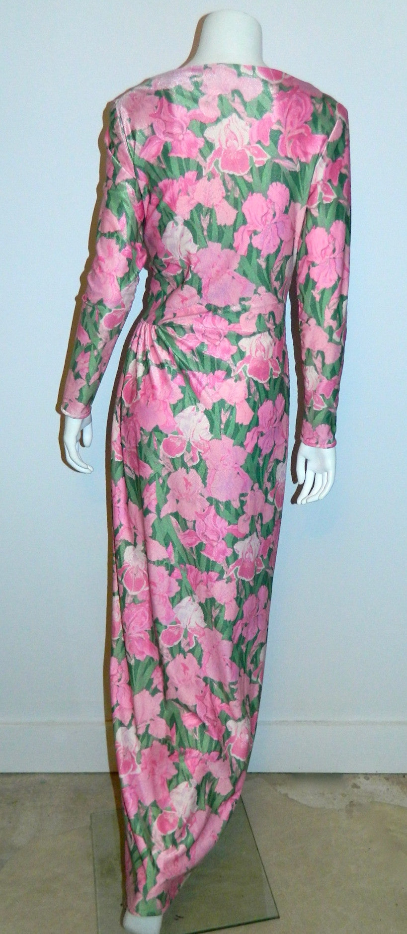 vintage 1970s Iris print dress Robert- David Morton maxi gown S