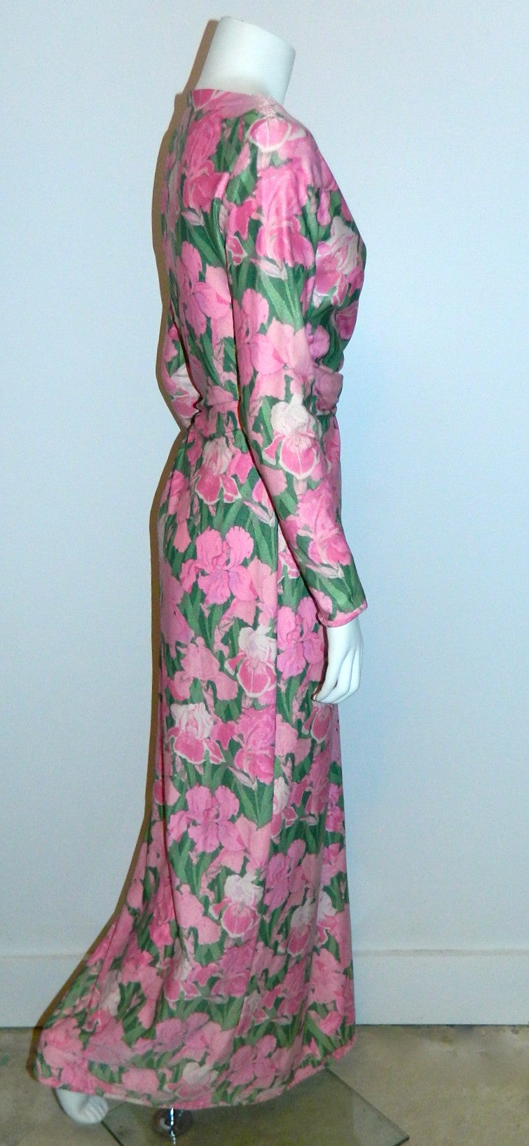 vintage 1970s Iris print dress Robert- David Morton maxi gown S