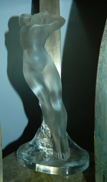 Lalique crystal statue Danseuse Bras Leves nude woman sculpture