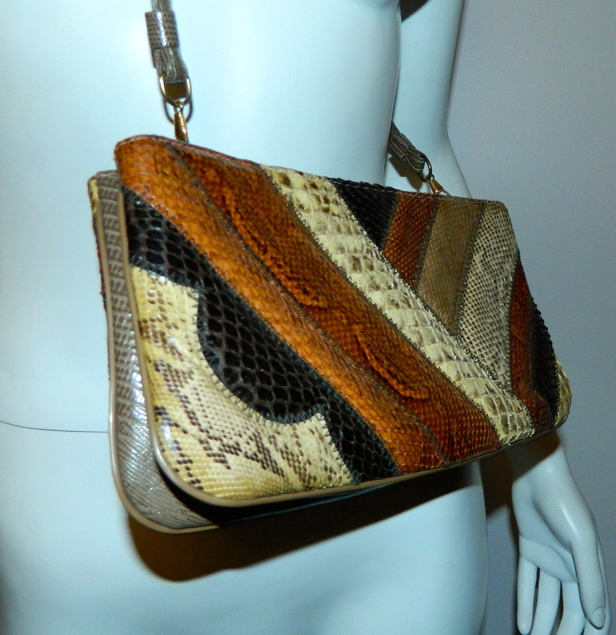 Vintage Bags by Supreme Genuine Multicolored Earthy Snakeskin 