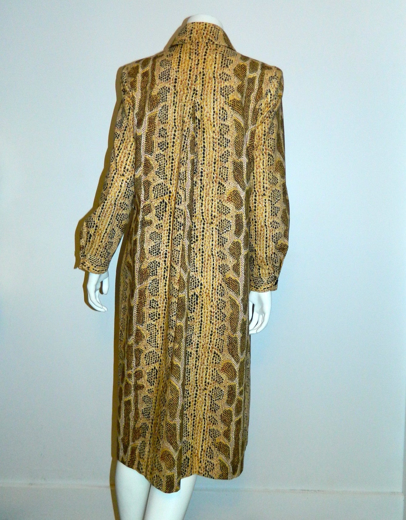 vintage SNAKESKIN print trench coat 1980s Albert Nipon pleated jacket XS