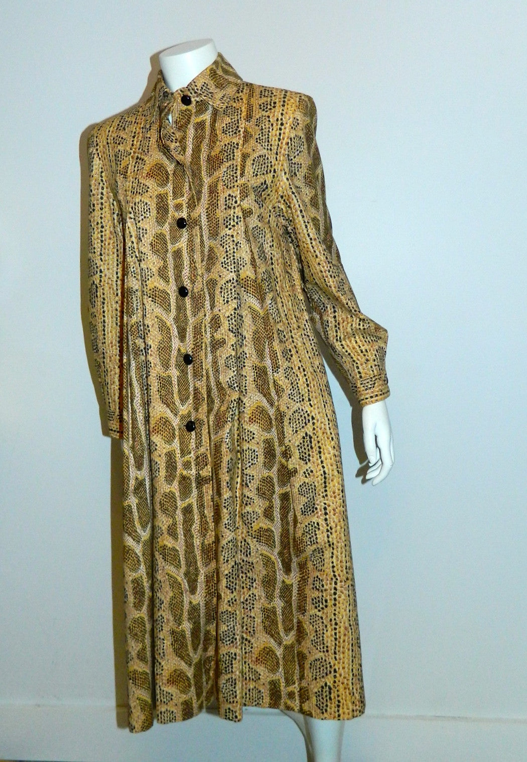 vintage SNAKESKIN print trench coat 1980s Albert Nipon pleated jacket XS