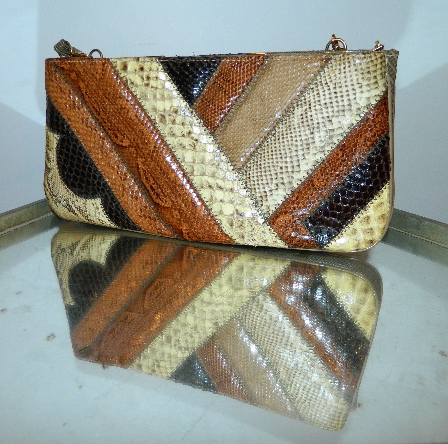 Vintage Bags by Supreme Genuine Multicolored Earthy Snakeskin 