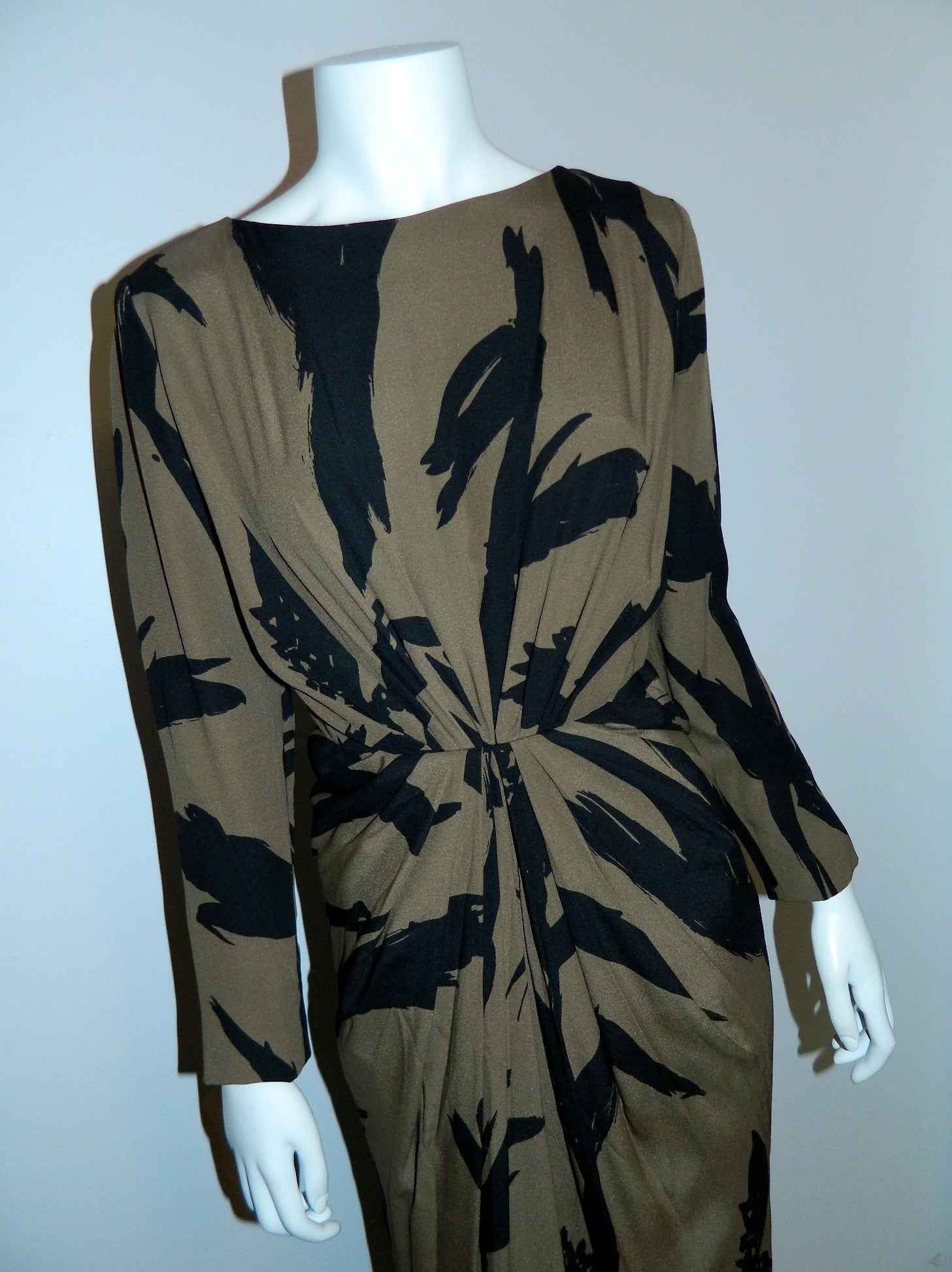 abstract print silk gown BUD KILPATRICK vintage 1960s dress XS