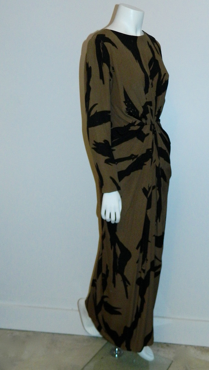 abstract print silk gown BUD KILPATRICK vintage 1960s dress XS
