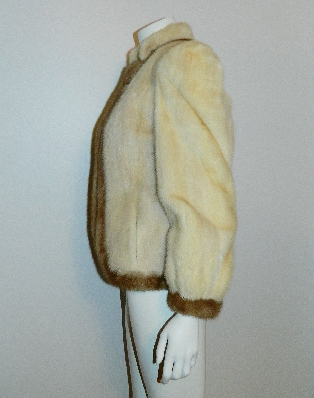1970s mink jacket / vintage short coat pearl mink Palomino trim XS - S