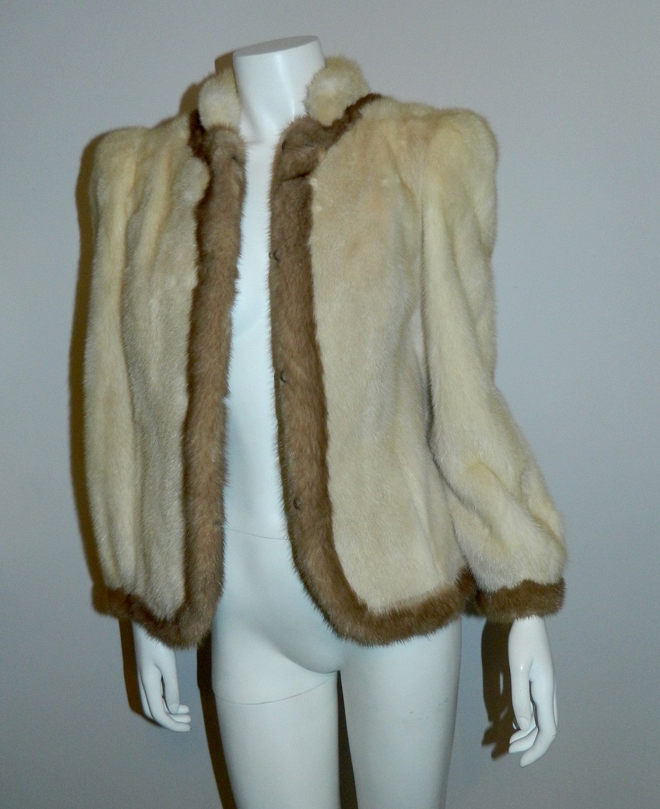 1970s mink jacket / vintage short coat pearl mink Palomino trim XS - S