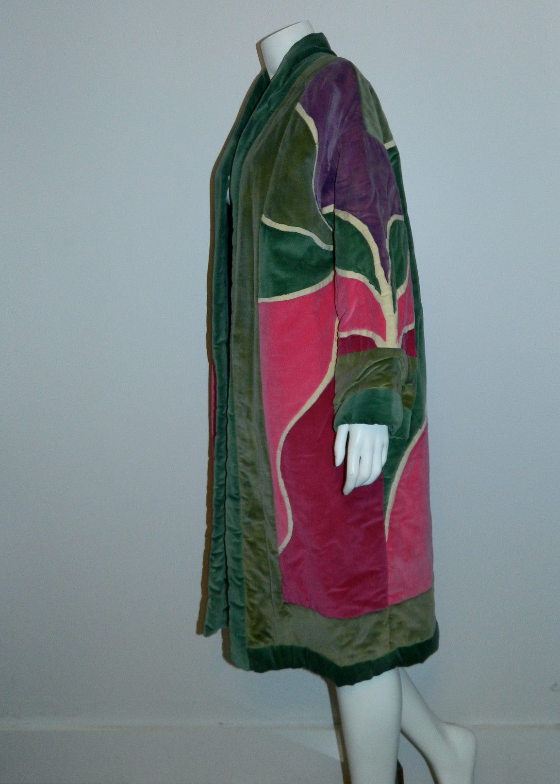 vintage 1970s velvet coat / reversible sleeping bag coat / kimono jacket artist OOAK