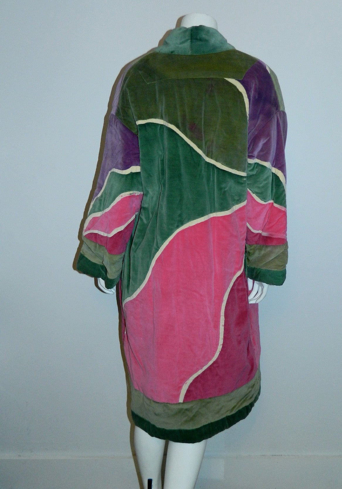 vintage 1970s velvet coat / reversible sleeping bag coat / kimono jacket artist OOAK