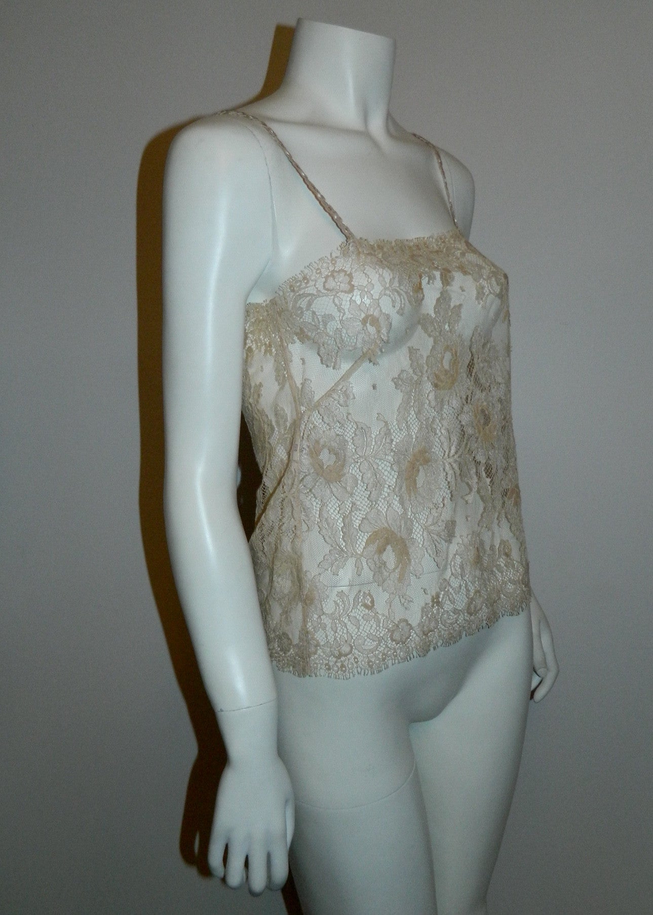 lace camisole AUBADE buff cream lacy tank top shell XS – Retro Trend Vintage