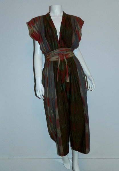 1980s Ikat jumpsuit / vintage Regina Kravitz cotton romper S