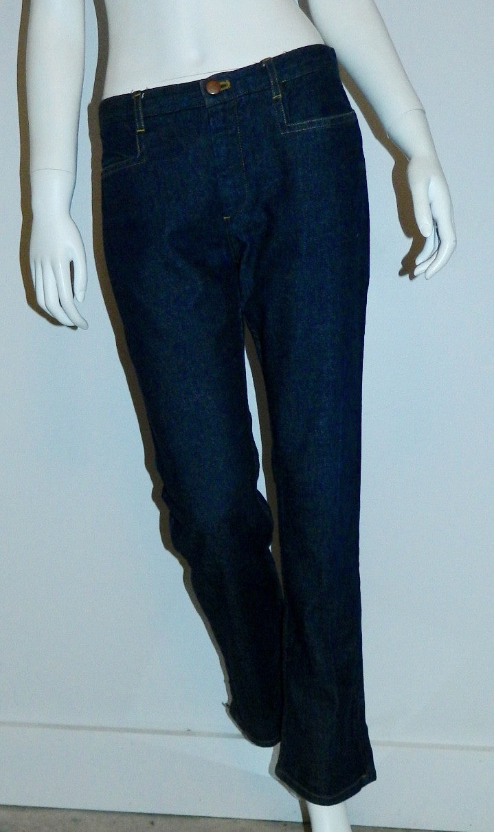 1990s vintage Daryl K-189 dark denim jeans / straight leg zip stretch trousers XS- S