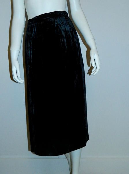 vintage 1980s skirt black Ted Lapidus rayon velvet skirt 36 / XS