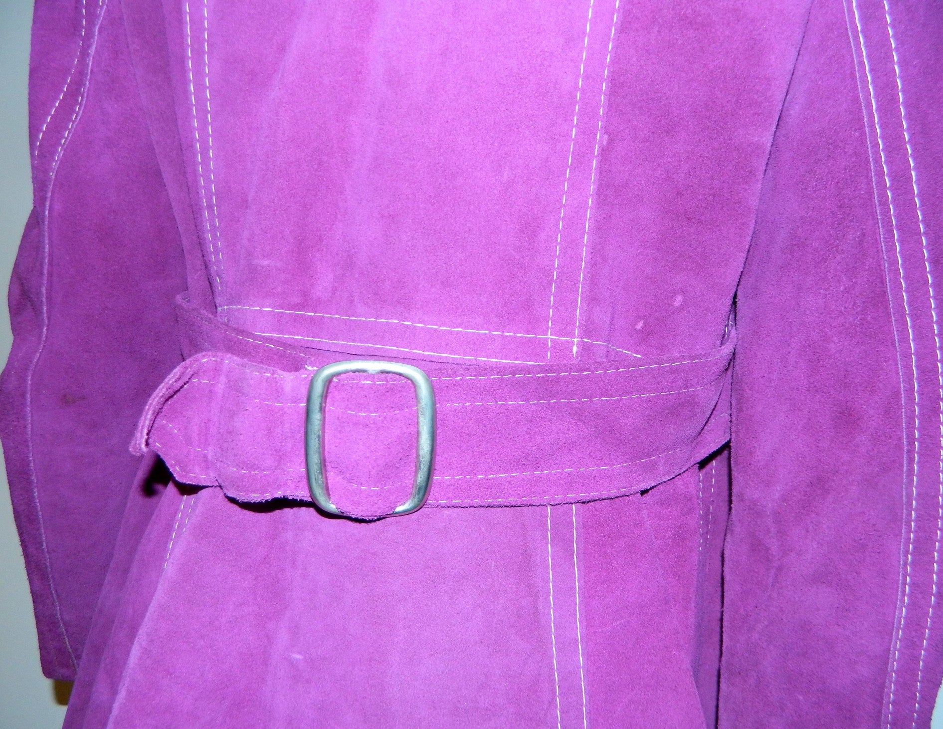 vintage 1960s violet suede car coat MOD contrast stitch jacket XS- Small