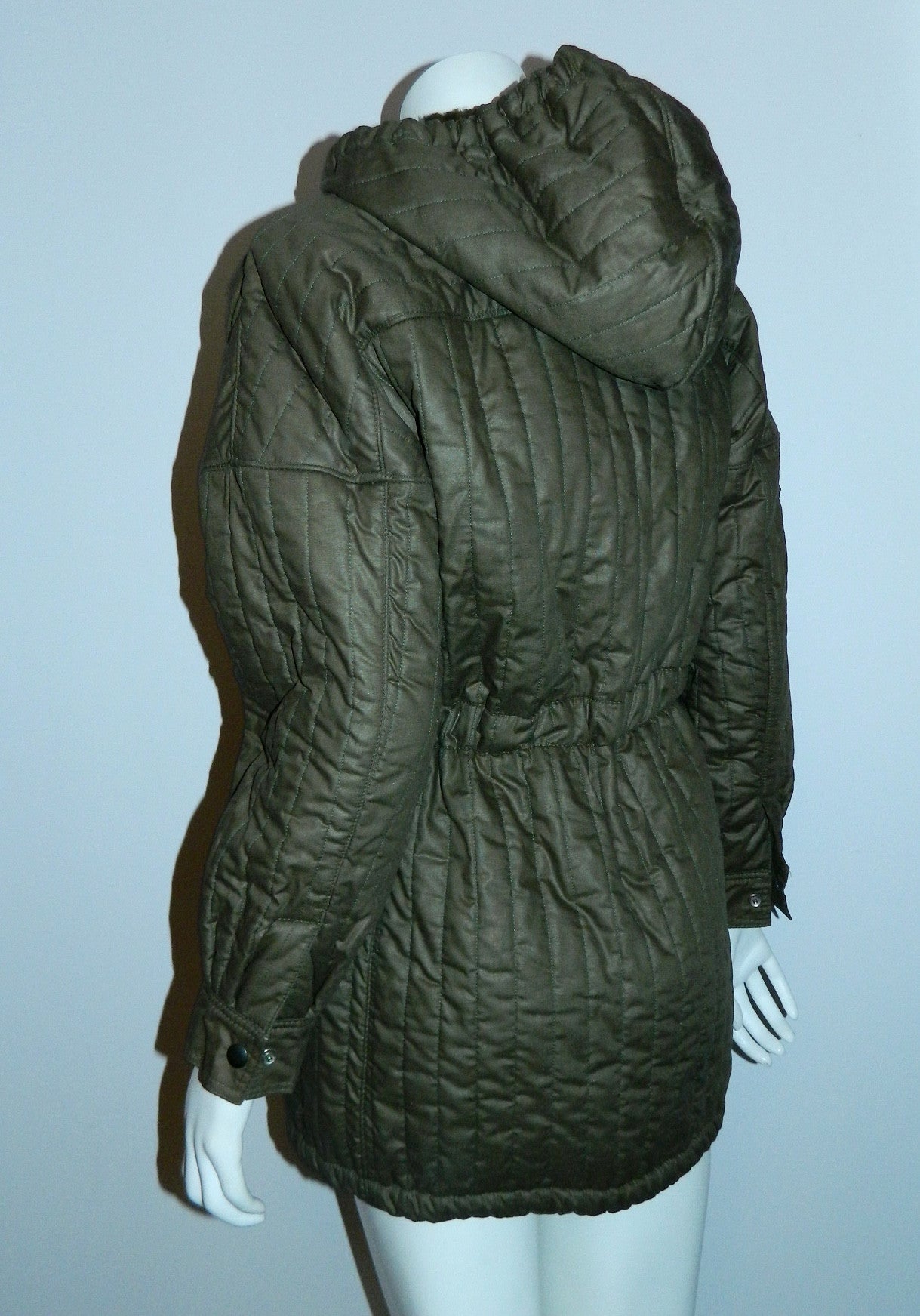 vintage 1970s quilted parka / olive Army coat Beged- Or Bis / coated cotton flannel lined XS