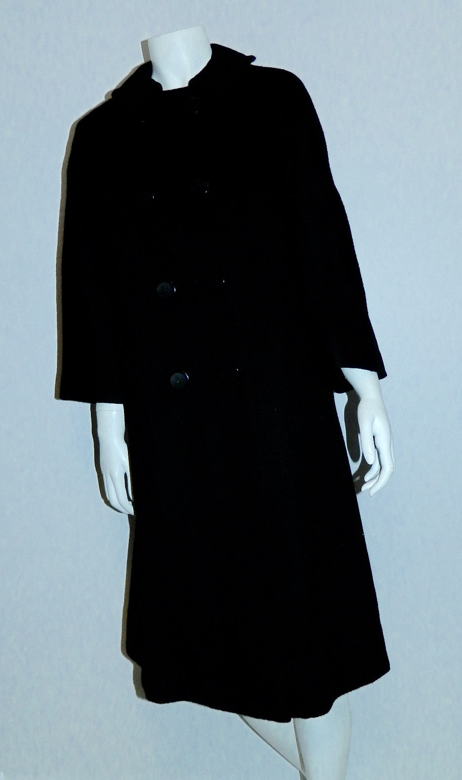 vintage 1960s black wool coat Dan Millstein pea coat L - XL