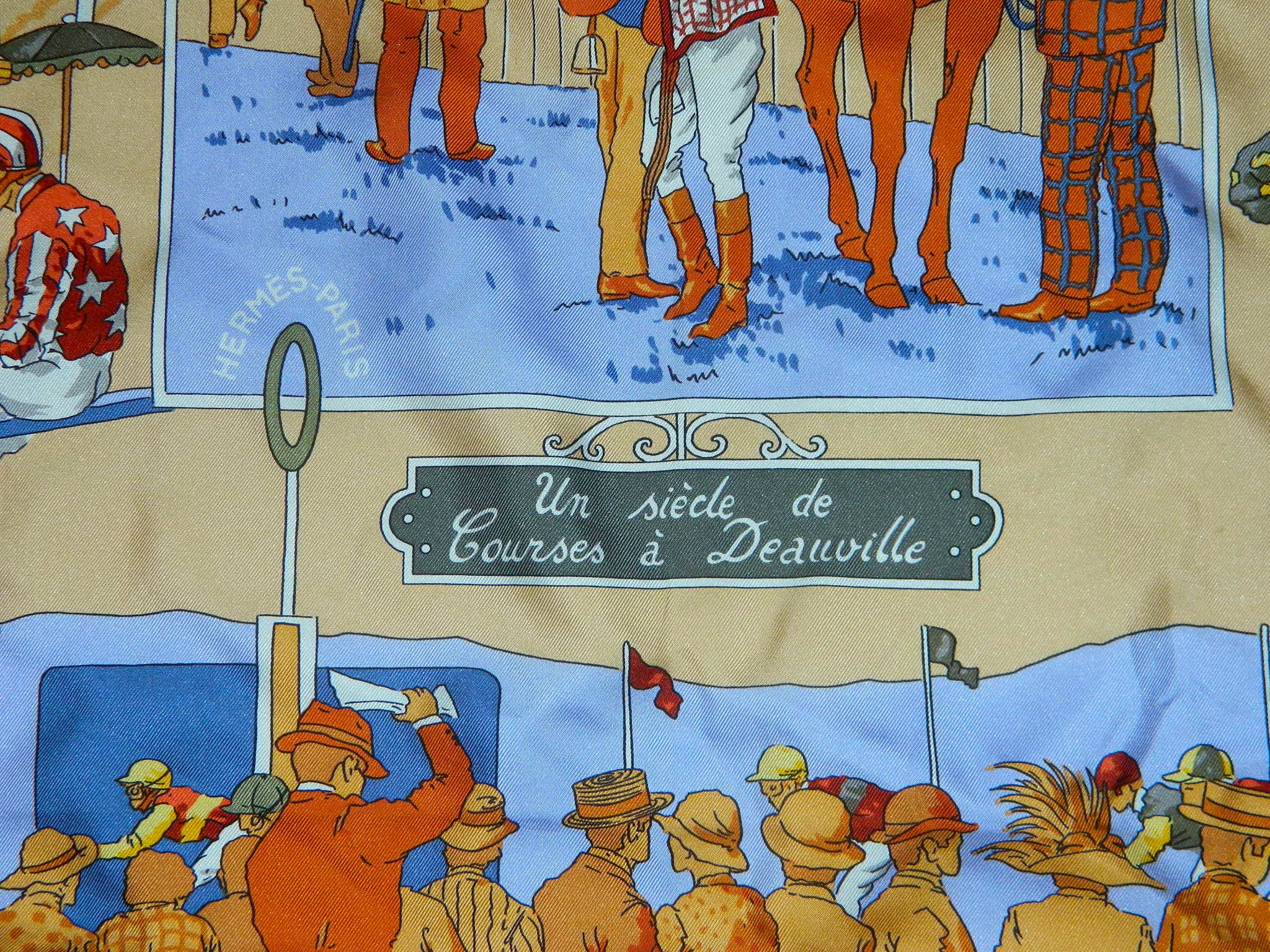 HERMES scarf Un siede de Courses a Deauville 2003 de Watrigant Limited Edition silk Carre