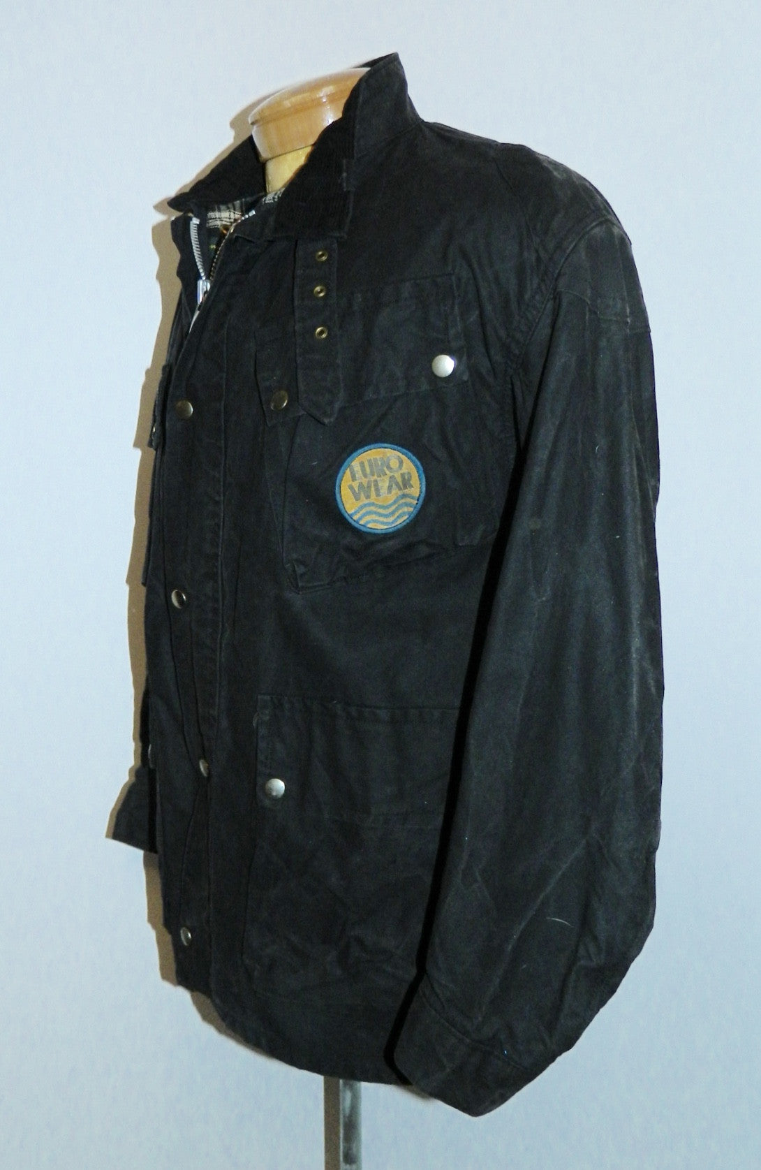 vintage waxed cotton field jacket black canvas EUROWEAR England oiled –  Retro Trend Vintage