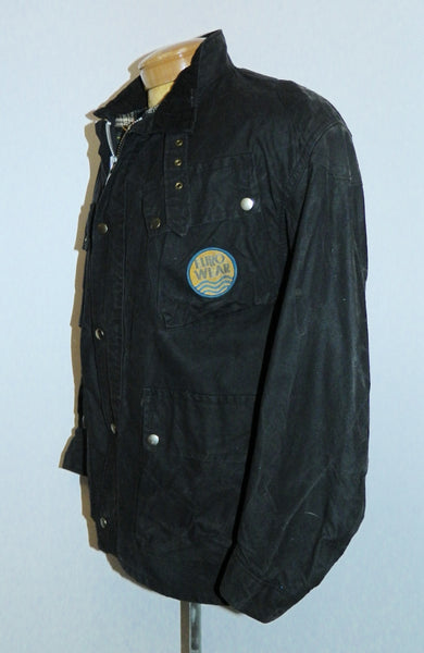 vintage waxed cotton field jacket black canvas EUROWEAR England oiled coat M
