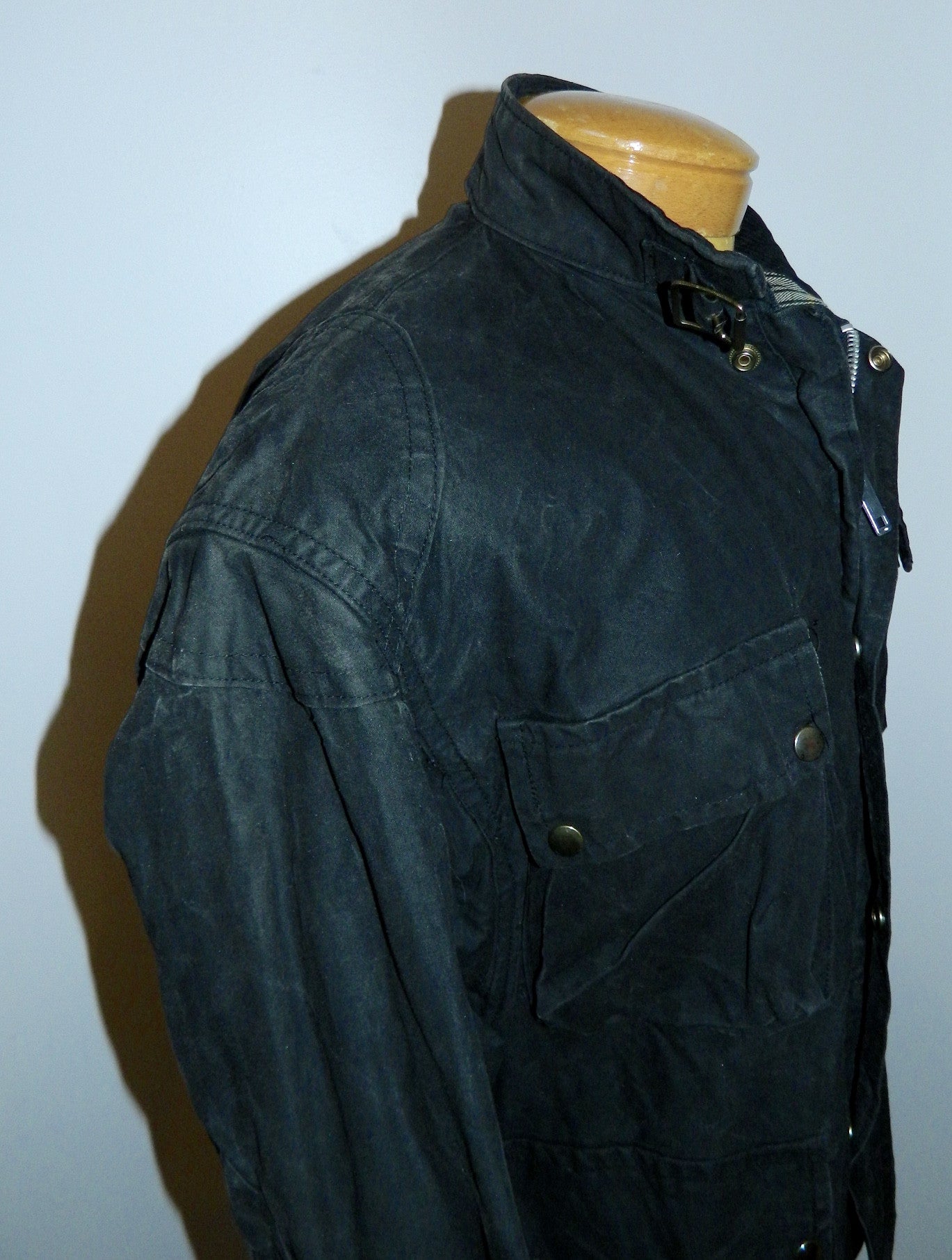 vintage waxed cotton field jacket black canvas EUROWEAR England oiled coat M