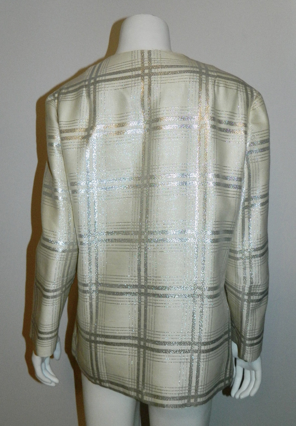 vintage 1960s plaid jumpsuit / silver BERNETTI New York formal gown suit