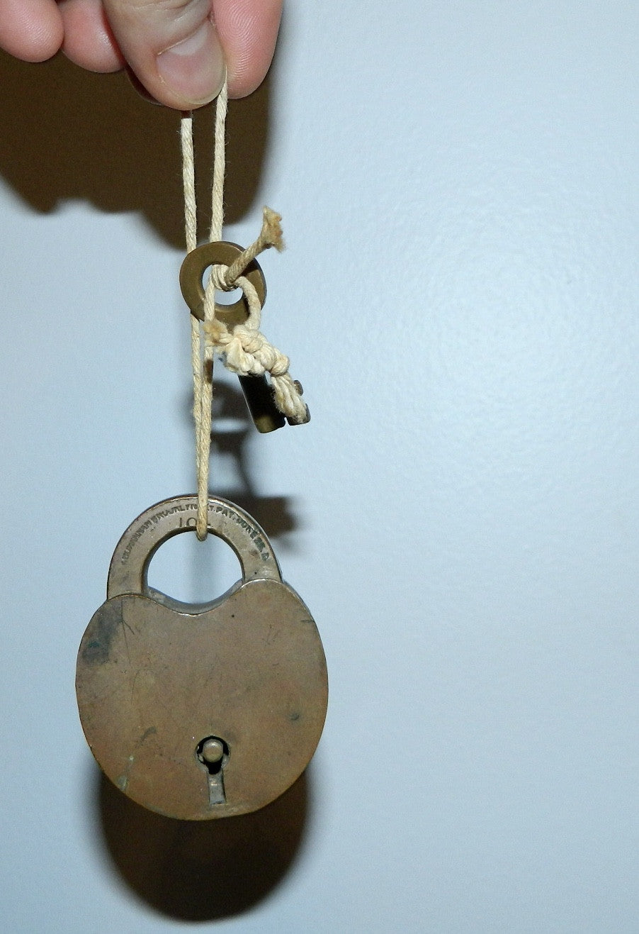antique Bohannan bronze railroad lock padlock key 1879 patent 104