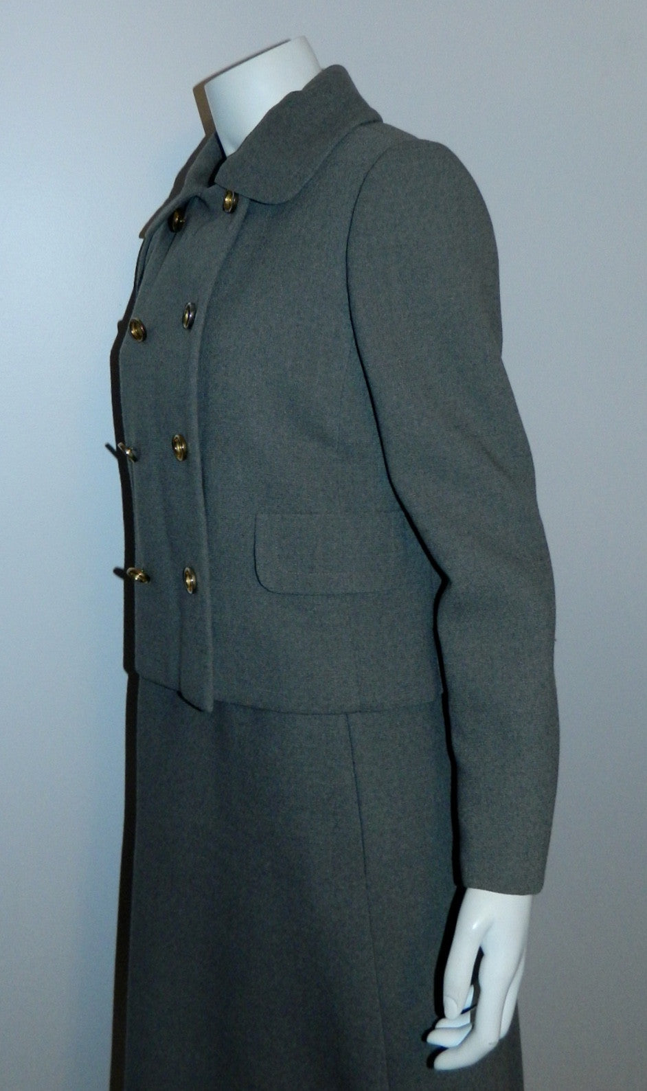 vintage 1960s ORIGINALA dress suit gray wool jumper / pea coat jacket S
